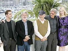 Shia LaBeouf, George Lucas, Steven Spielberg, Harrison Ford und Cate Blanchett in Cannes.