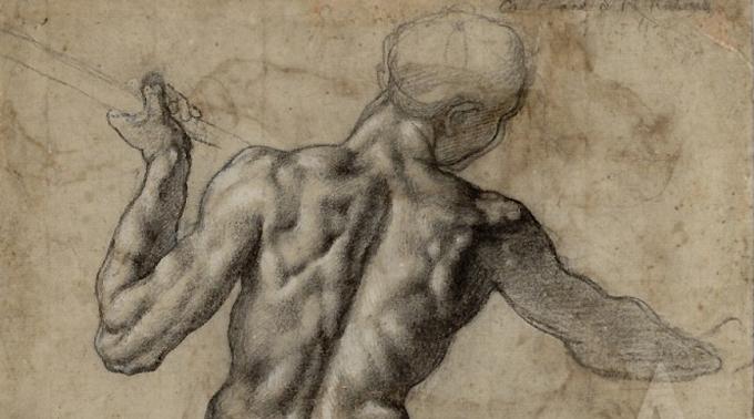 Michelangelo Buonarroti: «Männlicher Rückenakt».